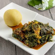 POUNDO/SEMO/EBA WITH AFANG, GIZZARD/CHICKEN